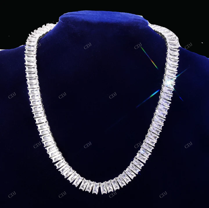 925 Sterling Silver Moissanite Tennis Chain CustomDiamJewel