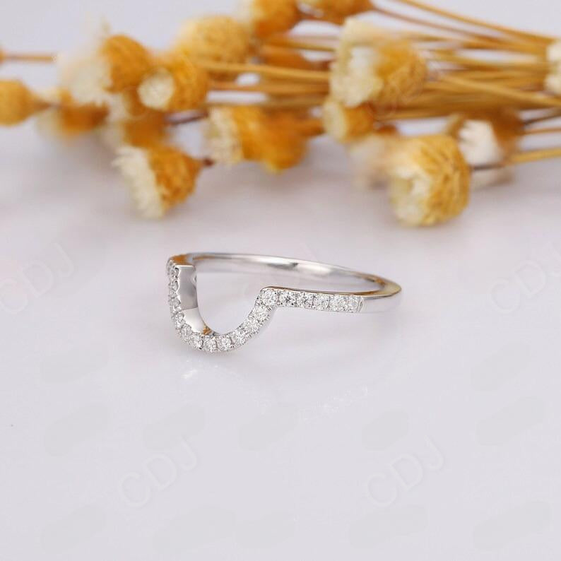 0.42CTW Real Round Cut Diamond U Shape Wedding Band  customdiamjewel   