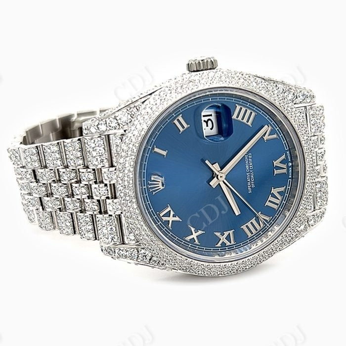 Three Row Fully Iced Out Customized Rolex Watch customdiamjewel