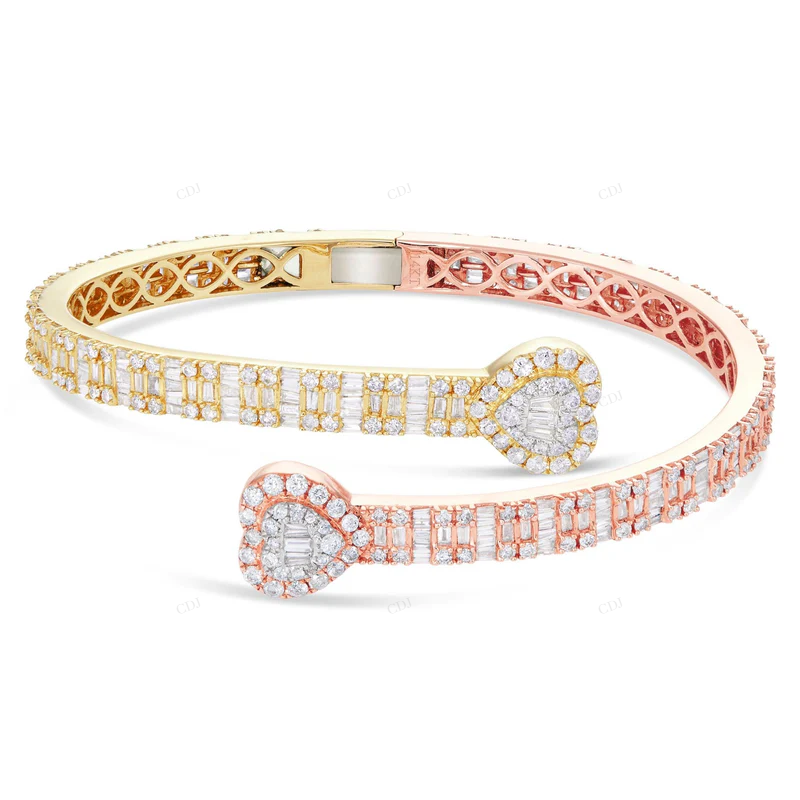Two Tone VVS Moissanite Bangel Bracelet CustomDiamJewel