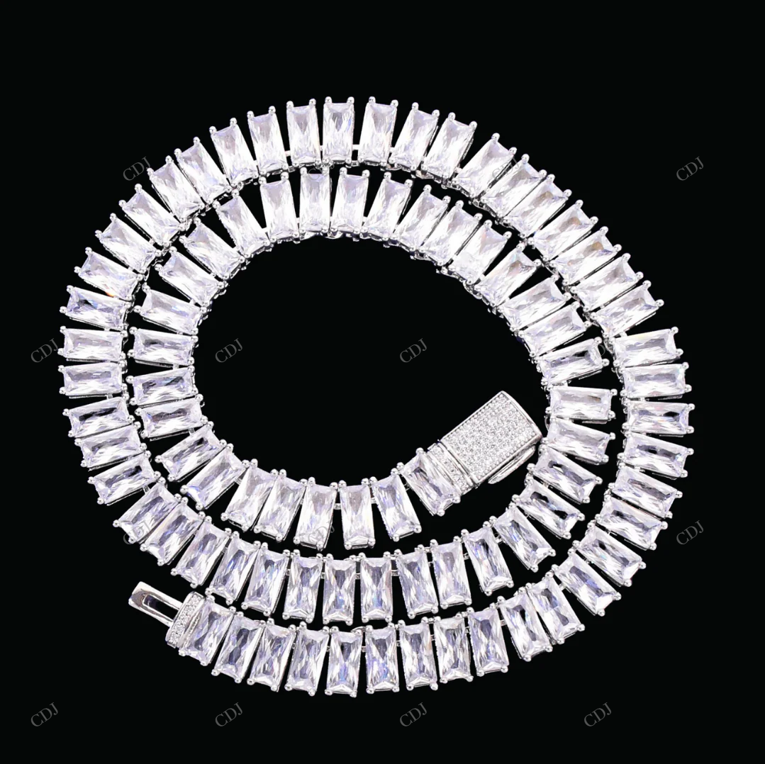 925 Sterling Silver Moissanite Tennis Chain CustomDiamJewel