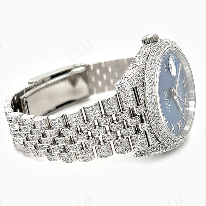 Three Row Fully Iced Out Customized Rolex Watch customdiamjewel