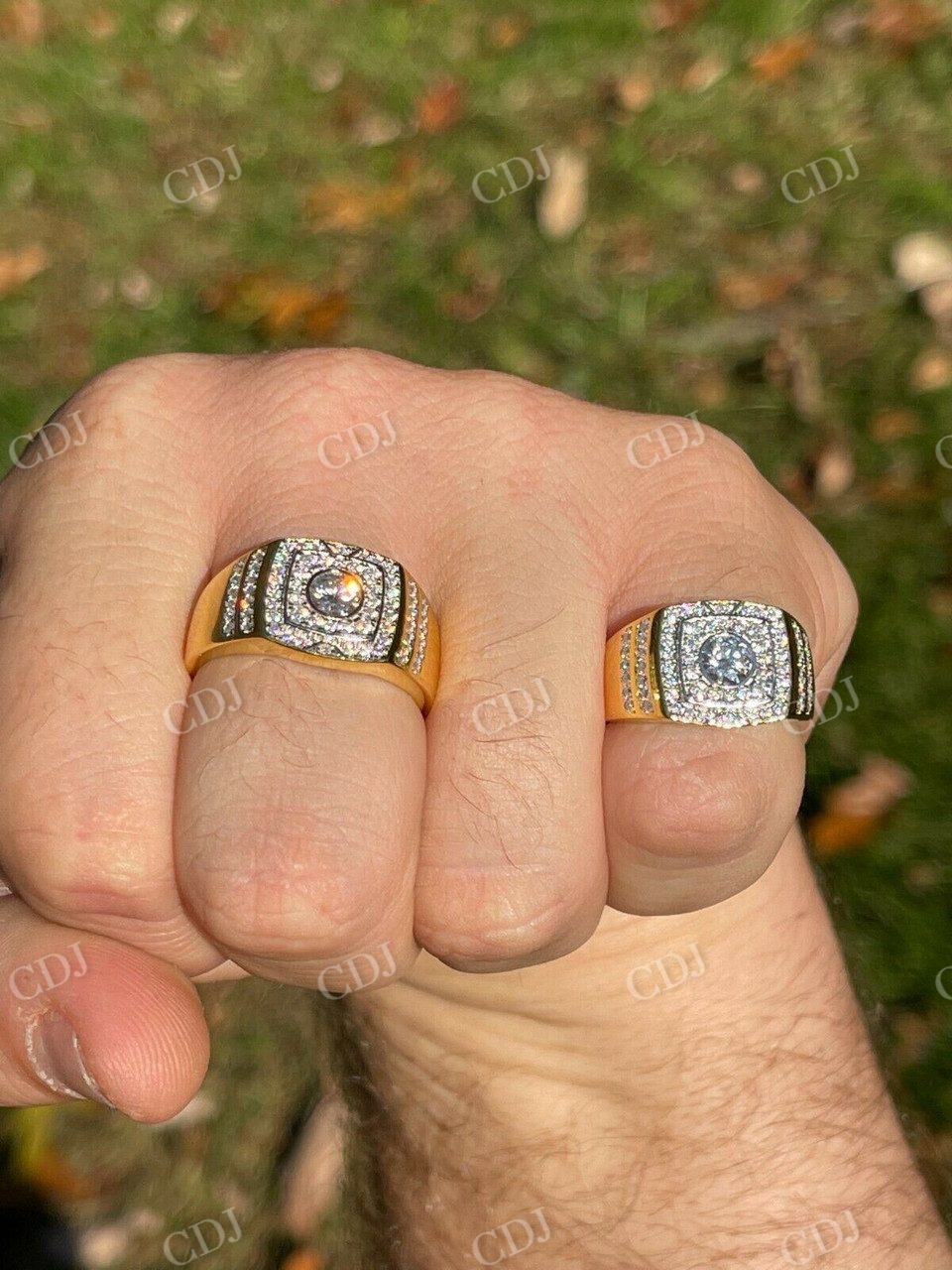 14K Yellow Gold Hip Hop Iced Out Diamond Ring  customdiamjewel   