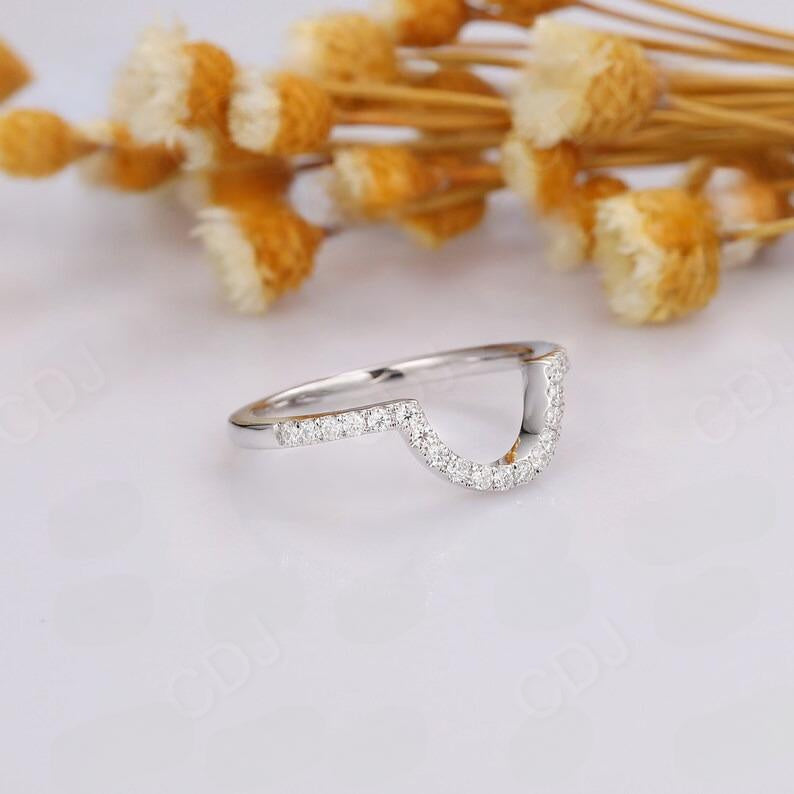 0.42CTW Real Round Cut Diamond U Shape Wedding Band  customdiamjewel   