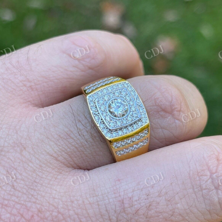 14K Yellow Gold Hip Hop Iced Out Diamond Ring  customdiamjewel   