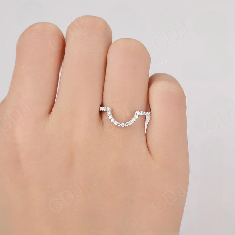 0.42CTW Real Round Cut Diamond U Shape Wedding Band  customdiamjewel   