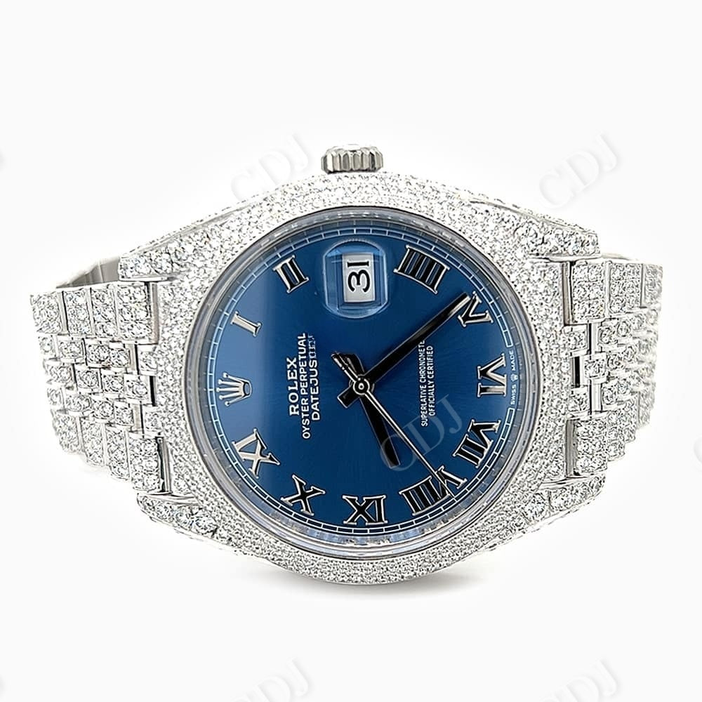 Three Row Fully Iced Out Customized Rolex Watch customdiamjewel