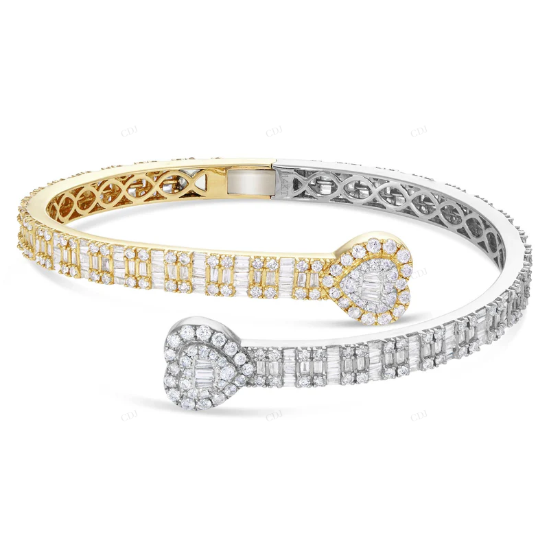 Two Tone VVS Moissanite Bangel Bracelet CustomDiamJewel