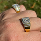 14K Yellow Gold Hip Hop Iced Out Diamond Ring  customdiamjewel   