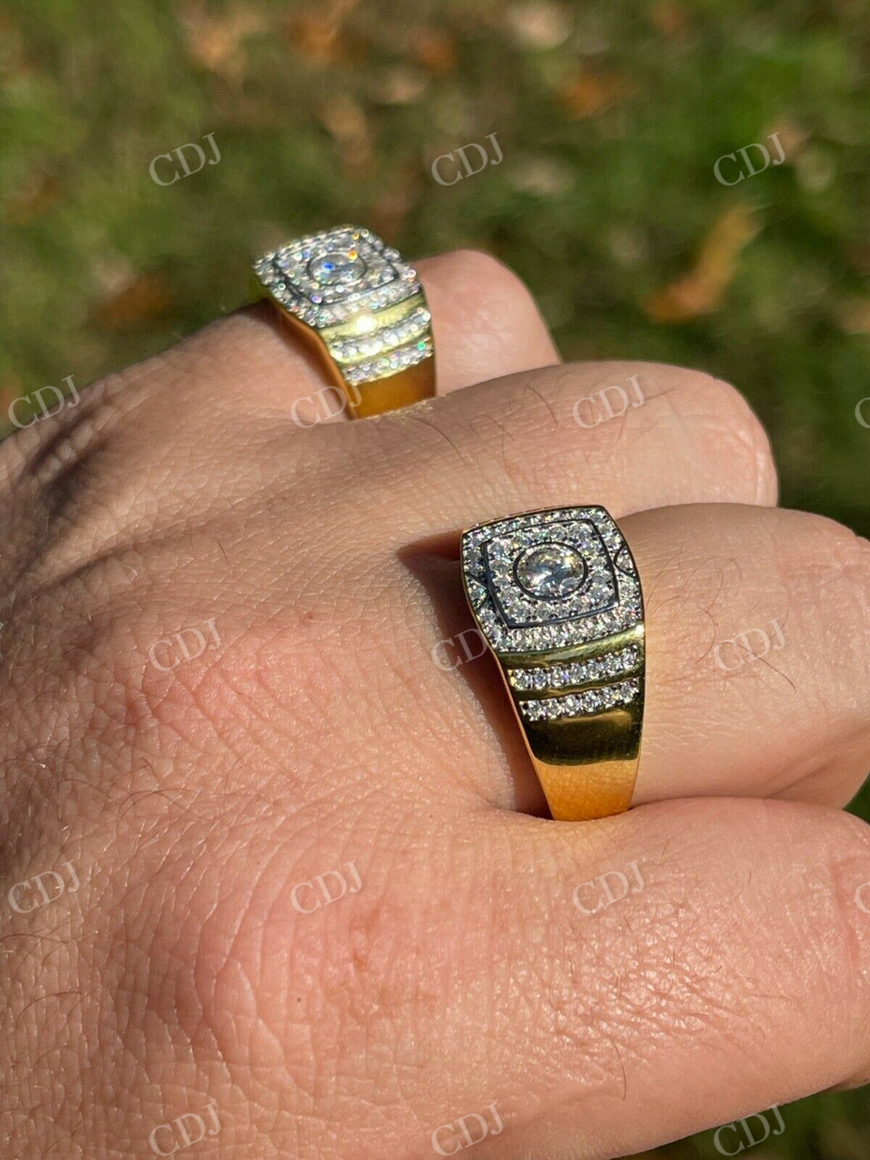 14K Yellow Gold Hip Hop Iced Out Diamond Ring  customdiamjewel   