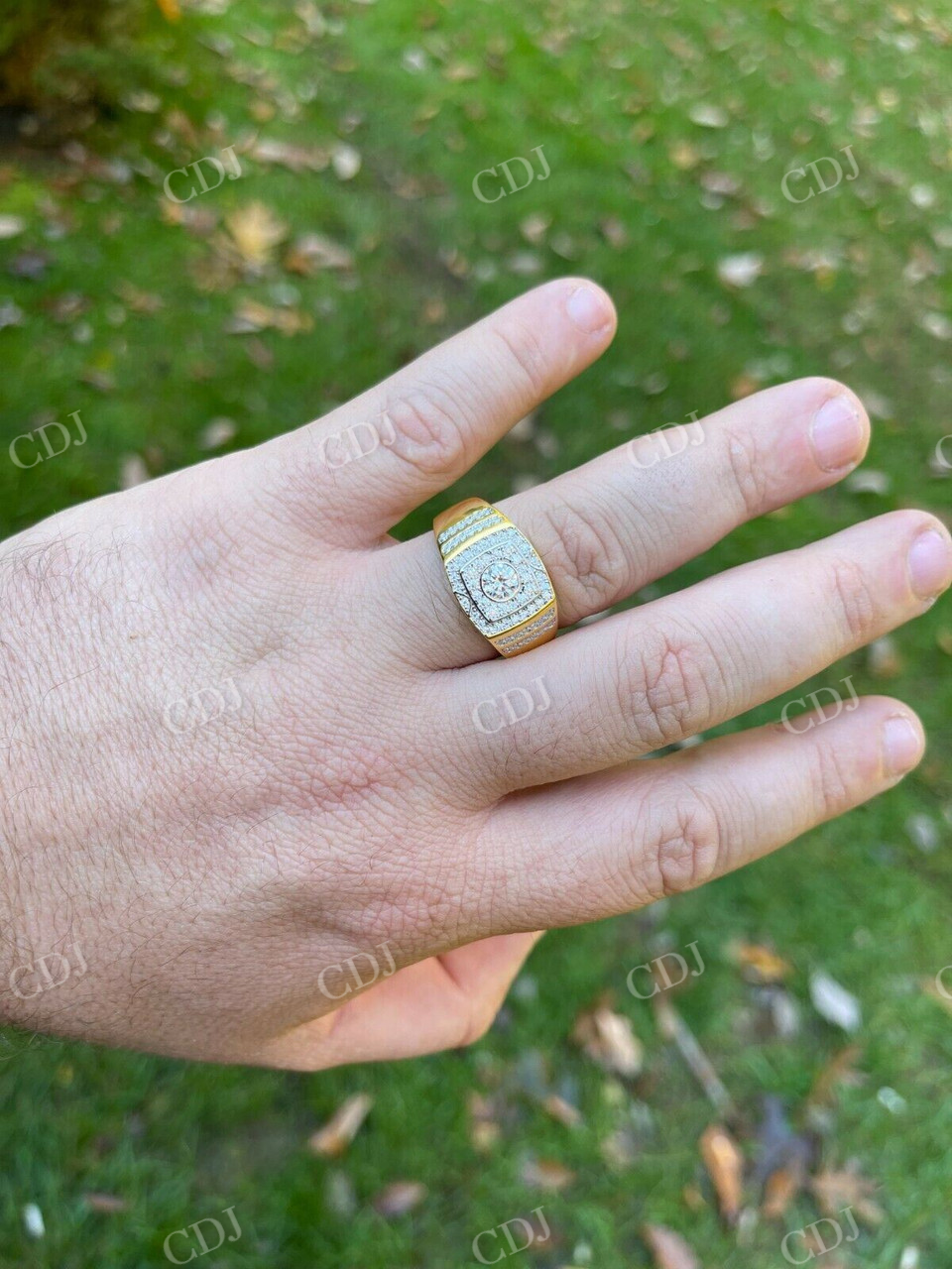 14K Yellow Gold Hip Hop Iced Out Diamond Ring  customdiamjewel   