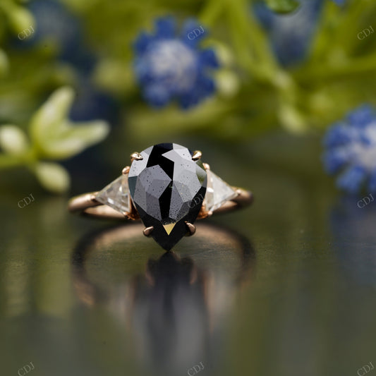 Black Pear Moissanite Diamond Ring customdiamjewel