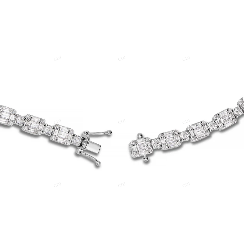 S925 Sterling silver Baguette Diamond Tennis Bracelet CustomDiamJewel