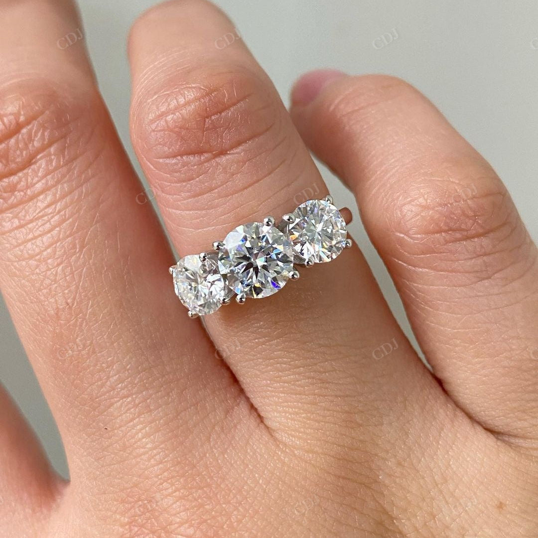 Round Cut Three Stone Lab Grown Diamond Ring