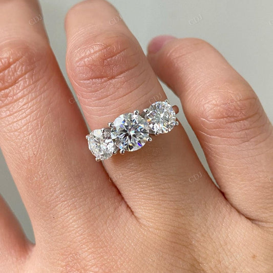 Round Cut Three Stone Lab Grown Diamond Ring customdiamjewel