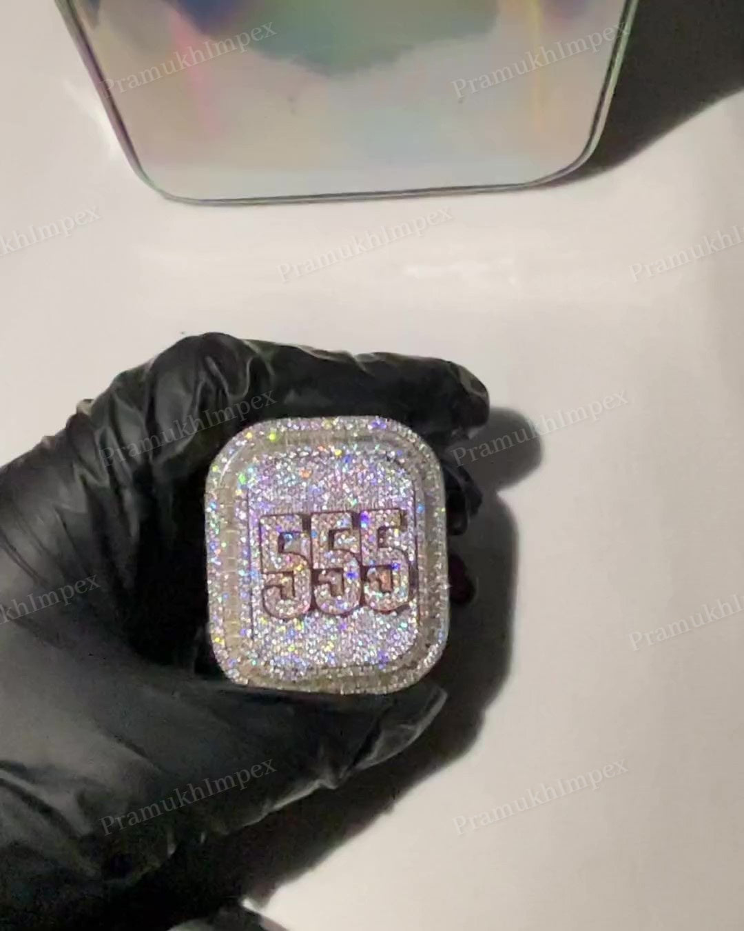 Square 555 Letter Round and Baguette Diamond Hip Hop ring hip hop jewelry CustomDiamJewel   