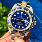 Blue Dial Two Tone Moissanite Watch For Rappers customdiamjewel