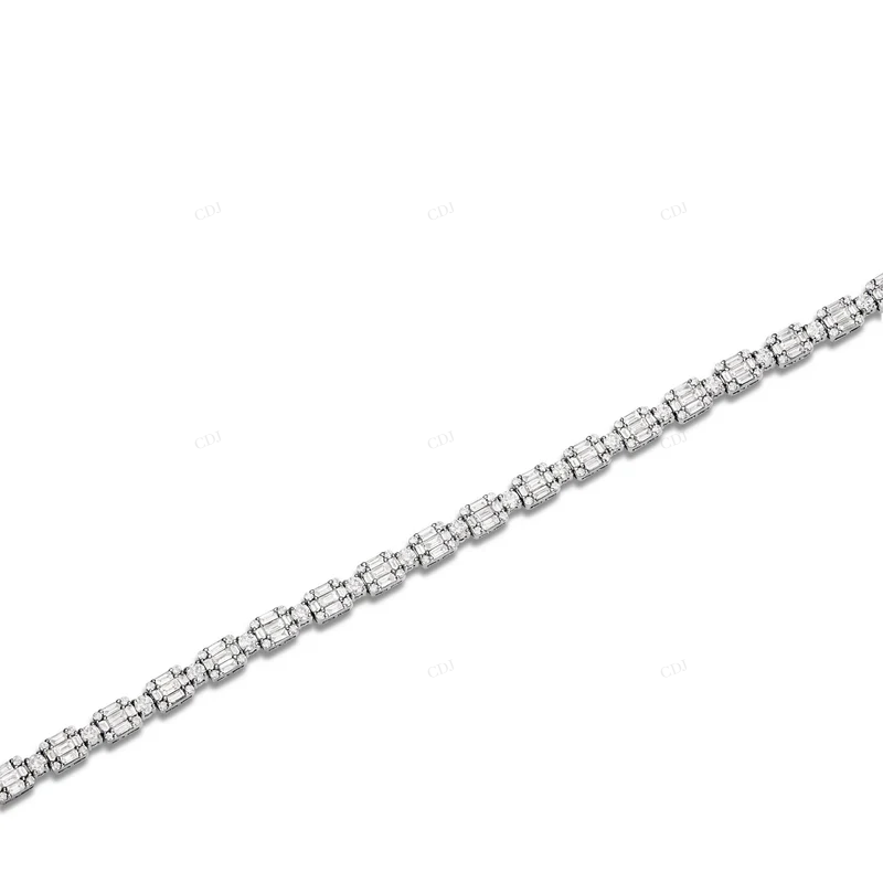 S925 Sterling silver Baguette Diamond Tennis Bracelet CustomDiamJewel