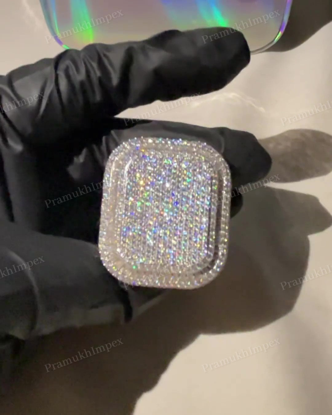 Square 555 Letter Round and Baguette Diamond Hip Hop ring hip hop jewelry CustomDiamJewel   