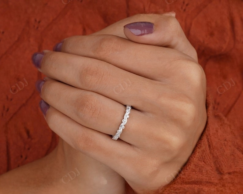 Marquise round lab grown diamond wedding band woman  customdiamjewel   