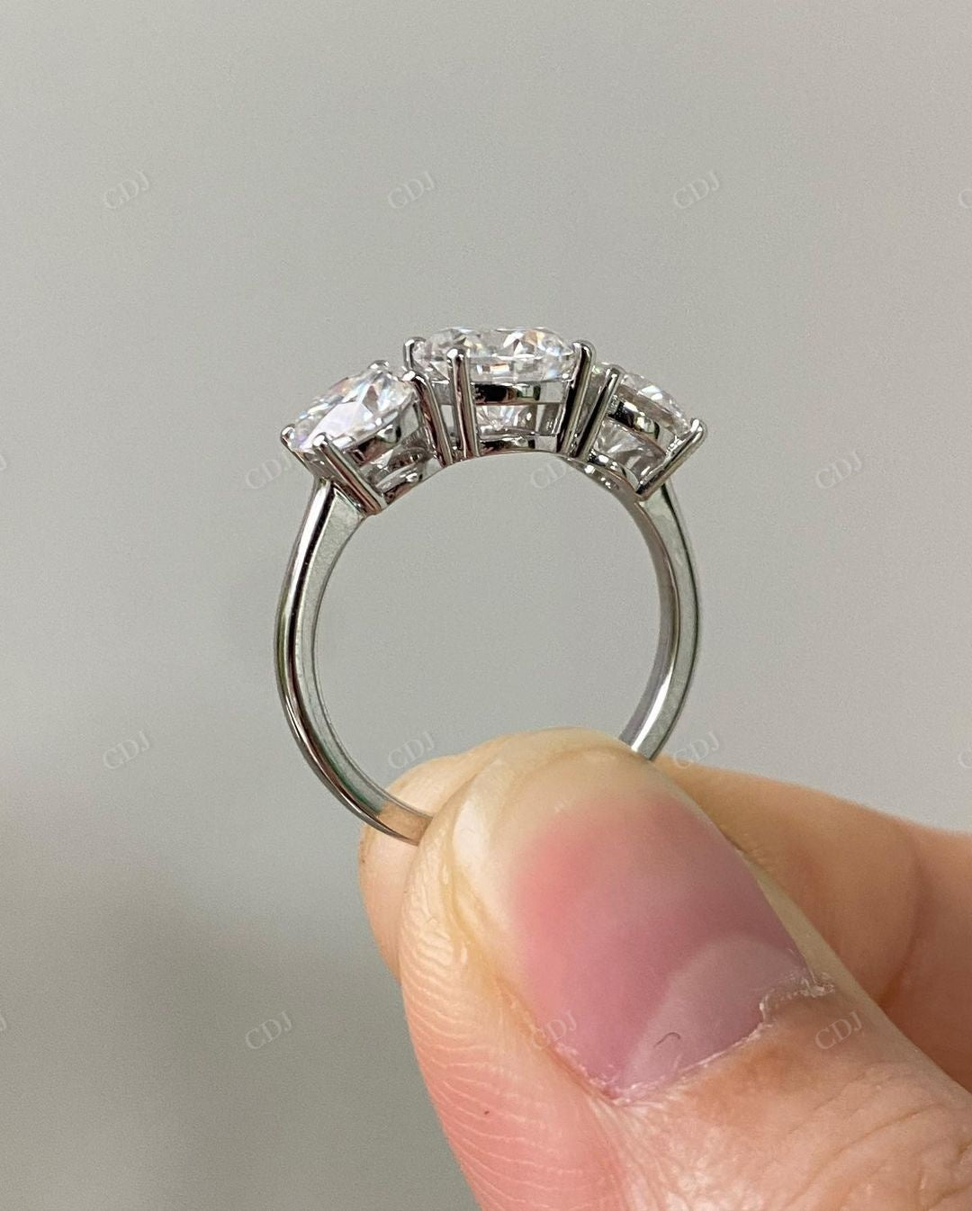 Round Cut Three Stone Lab Grown Diamond Ring