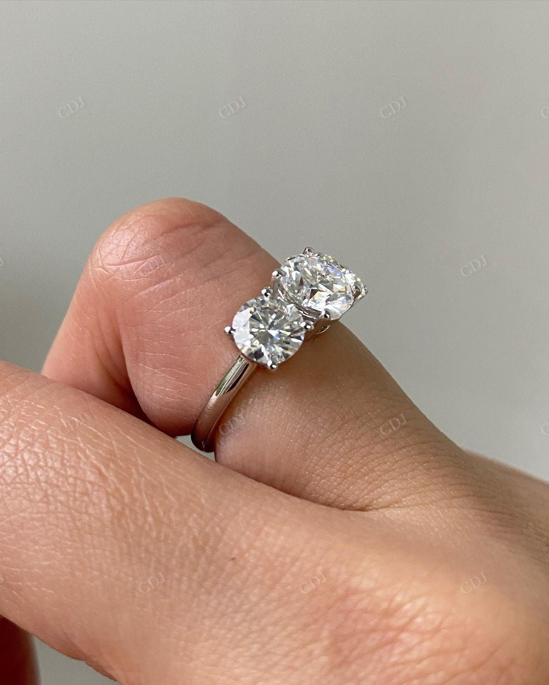 Round Cut Three Stone Lab Grown Diamond Ring