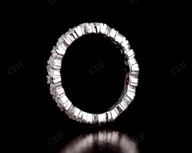 Marquise round lab grown diamond wedding band woman  customdiamjewel   