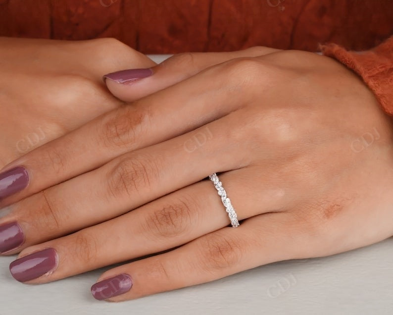 Marquise round lab grown diamond wedding band woman  customdiamjewel   