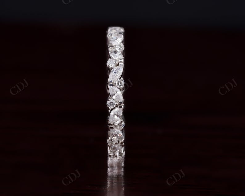 Marquise round lab grown diamond wedding band woman  customdiamjewel   
