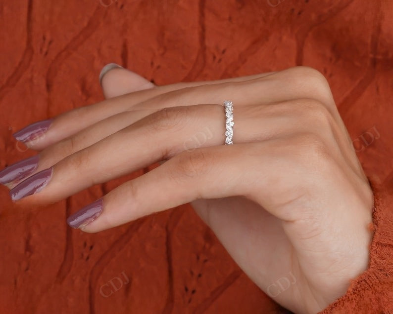 Marquise round lab grown diamond wedding band woman  customdiamjewel   