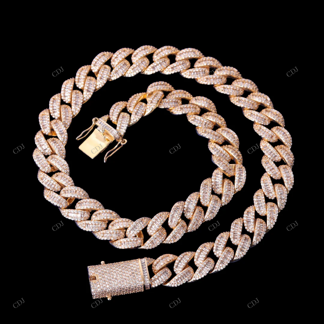 VVS Moissanite Fully Iced Out Cuban Link Chain CustomDiamJewel