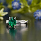 Green Emerald Oval Cut Pavé Ring