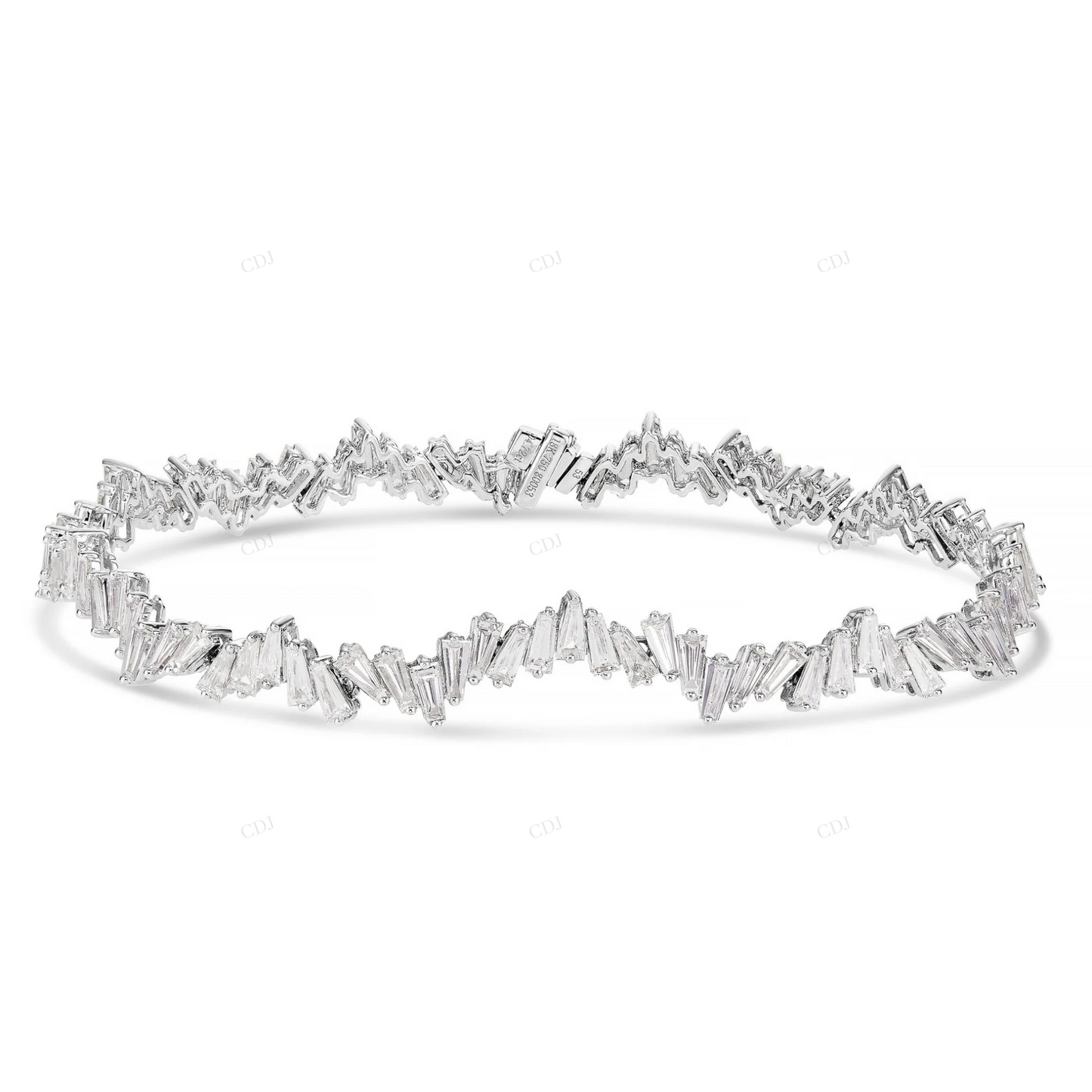 14K White Gold Tapered Baguette VVS Moissanite Tennis Bracelet CustomDiamJewel