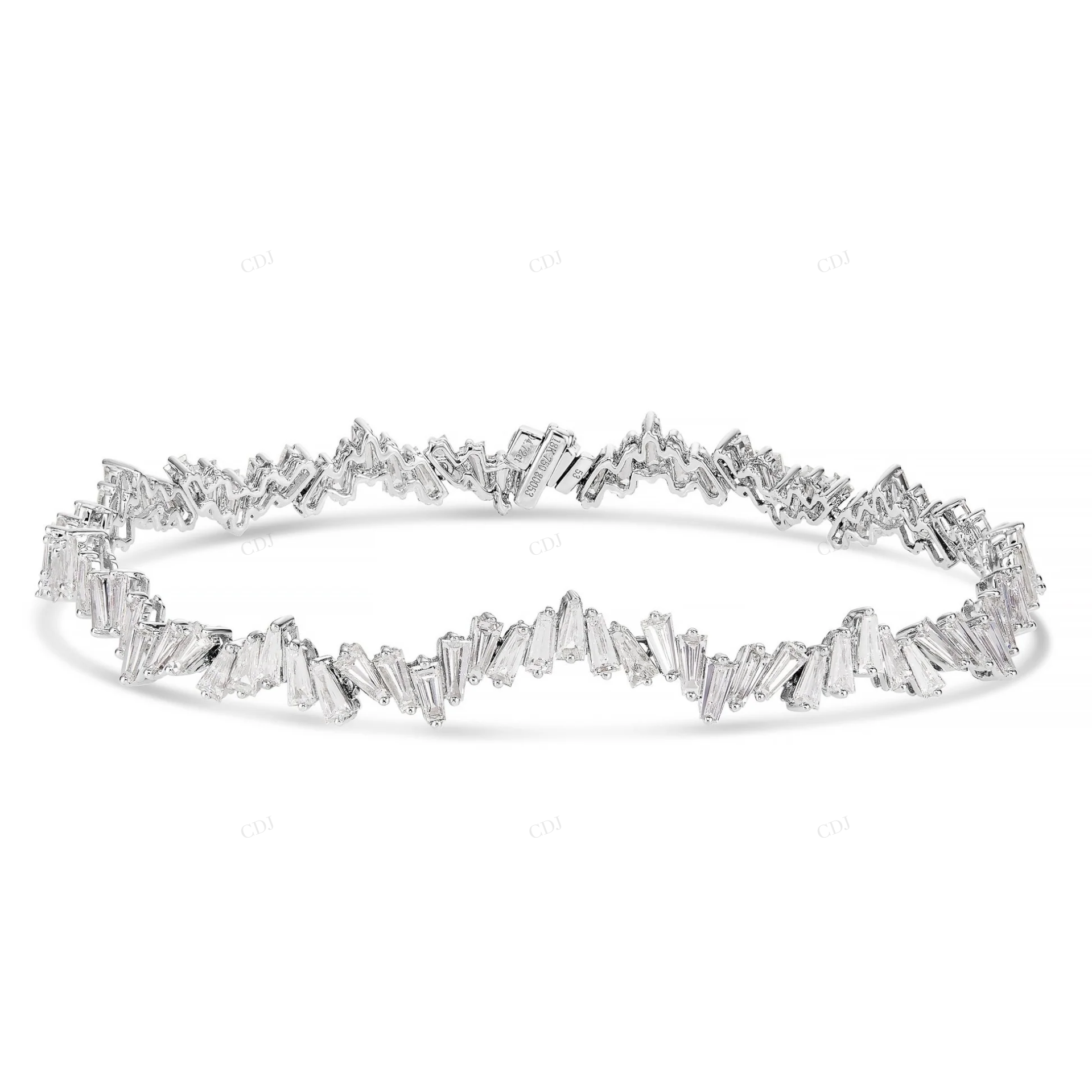 14K White Gold Tapered Baguette VVS Moissanite Tennis Bracelet CustomDiamJewel
