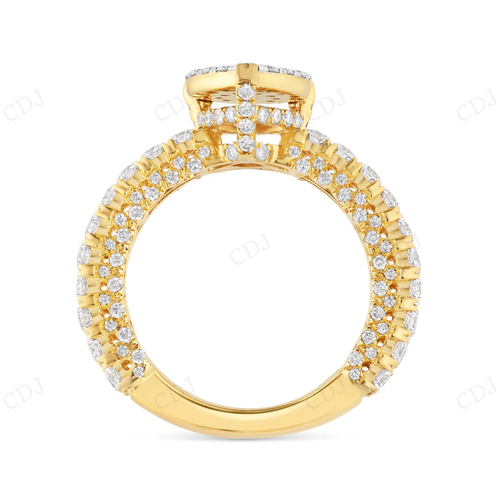 18Kt Yellow Gold Moissanite Diamond Engagement Ring hip hop jewelry CustomDiamJewel