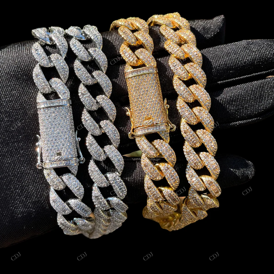 VVS Moissanite Fully Iced Out Cuban Link Chain CustomDiamJewel