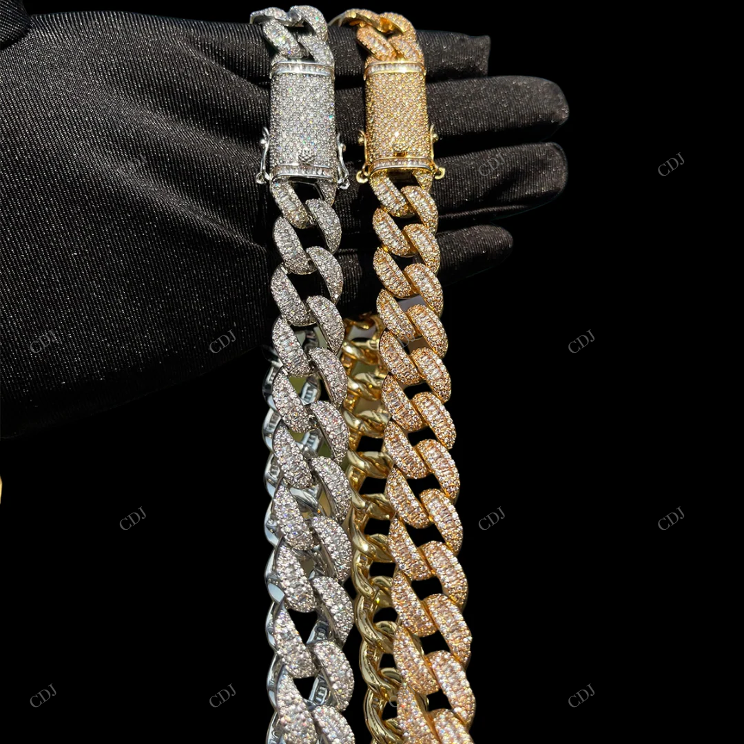 VVS Moissanite Fully Iced Out Cuban Link Chain CustomDiamJewel