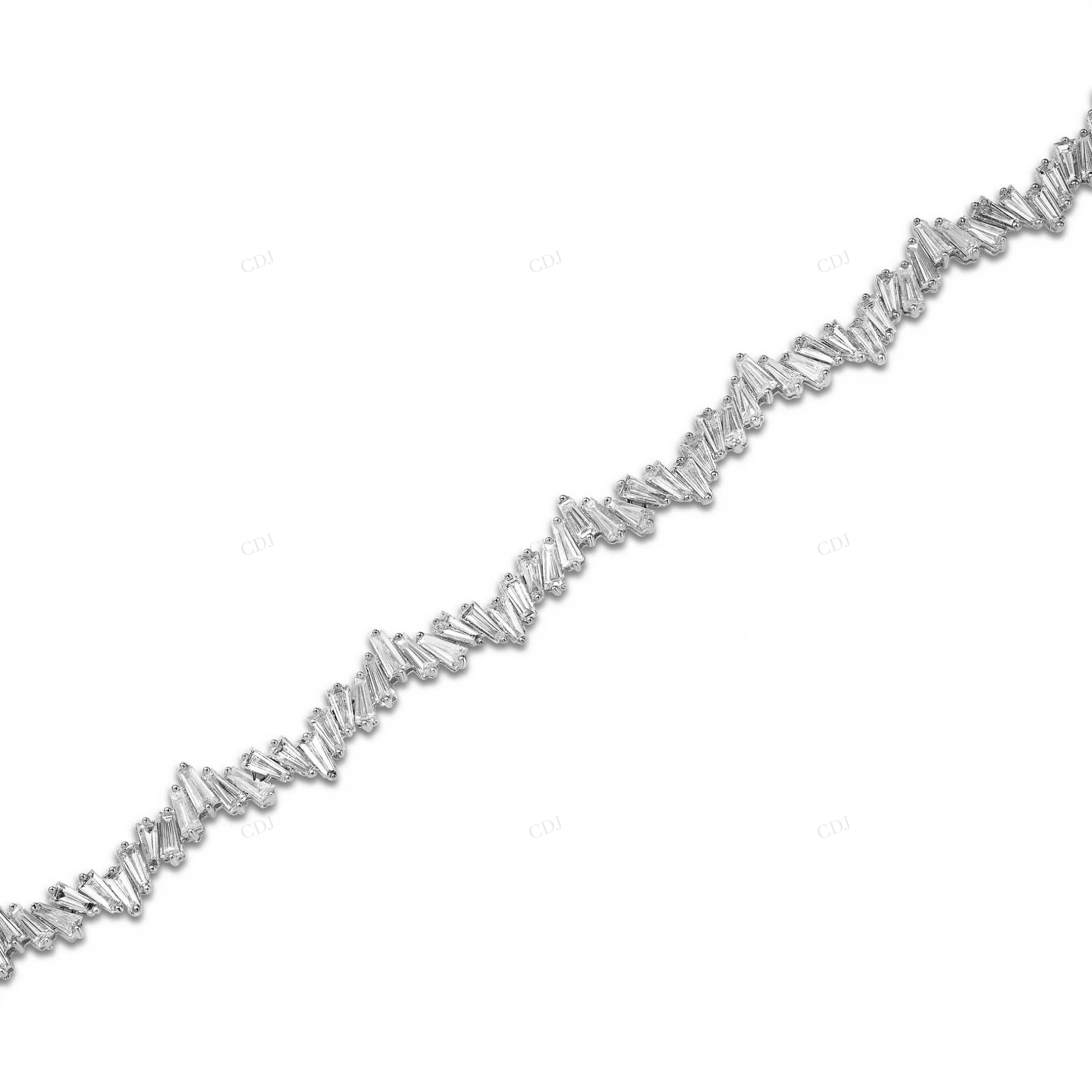 14K White Gold Tapered Baguette VVS Moissanite Tennis Bracelet CustomDiamJewel