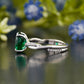 Green Emerald Oval Cut Pavé Ring