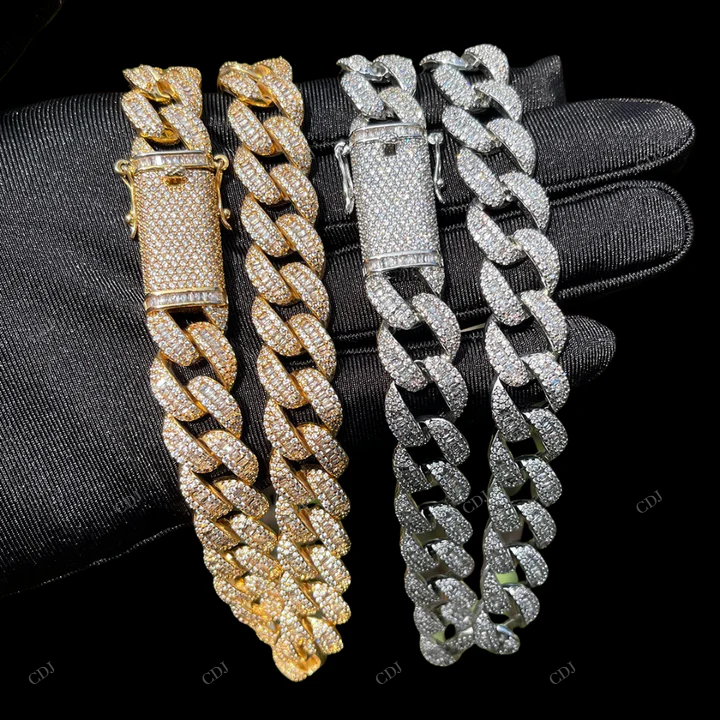 VVS Moissanite Fully Iced Out Cuban Link Chain CustomDiamJewel