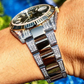 Plain Bezel Black Dial Two Tone Diamond Belt Mens Rolex customdiamjewel