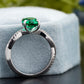 Green Emerald Oval Cut Pavé Ring