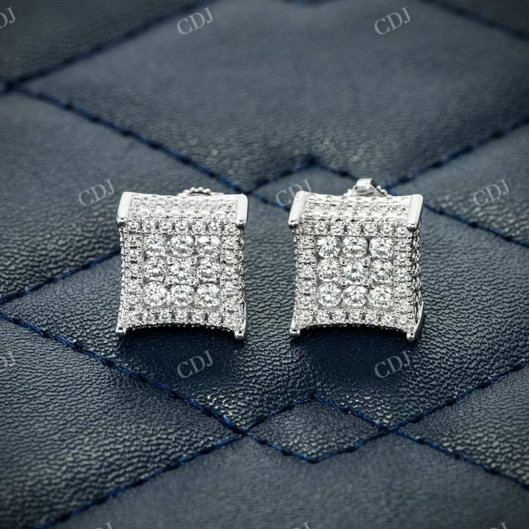 925 Silver Moissanitet Square Shape Cluster Hip Hop Earring hip hop jewelry customdiamjewel