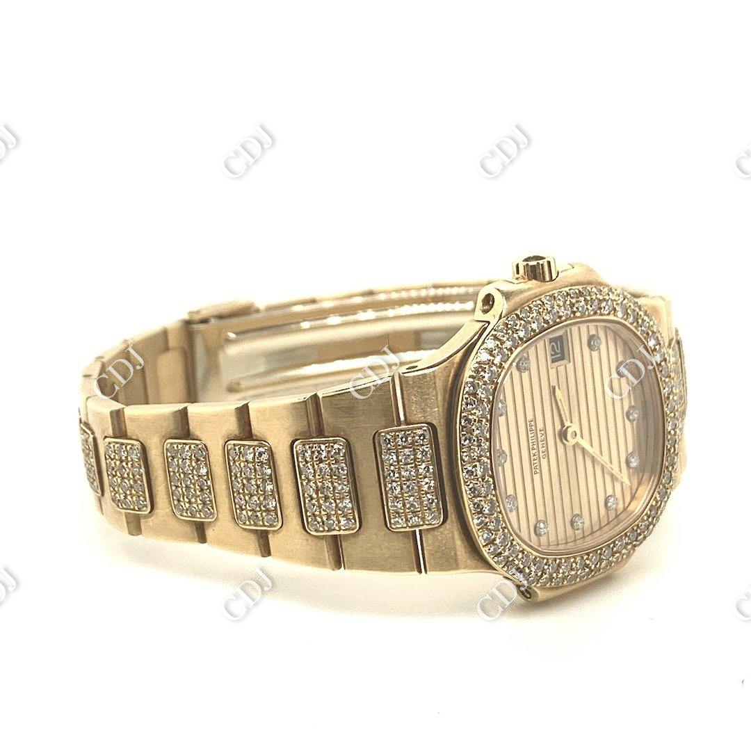 Patek Philippe Moissanite Bust Down ETA Swiss Watch For Women customdiamjewel