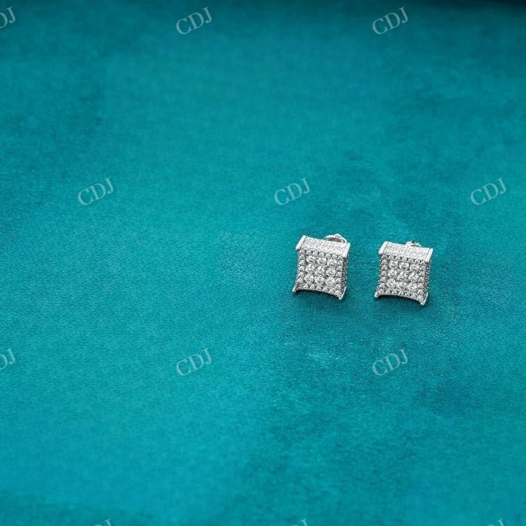 925 Silver Moissanitet Square Shape Cluster Hip Hop Earring hip hop jewelry customdiamjewel