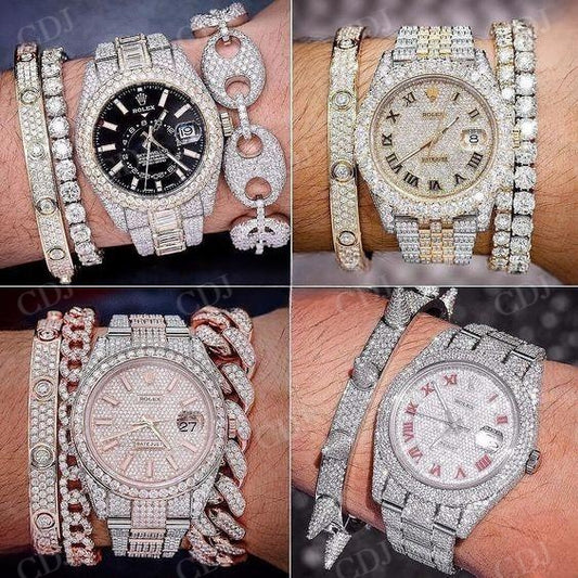 Hip Hop Style Moissanite Rolex Watches For Men customdiamjewel
