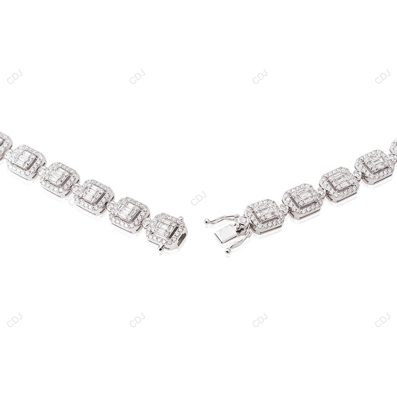 VVS Moissanite 925 Silver Sugar Cube Chain CustomDiamJewel
