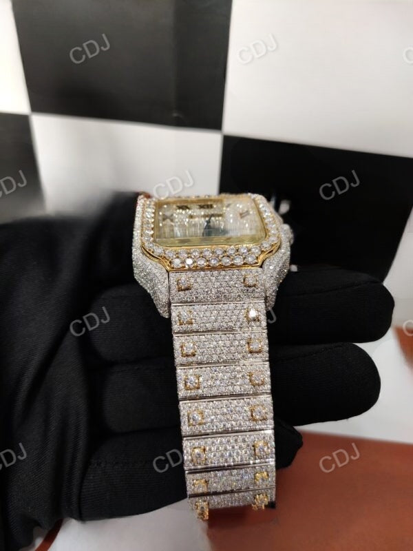 Full Iced Out Genuine Diamond Swiss Movement Encrusted Cartier Watch For Men 25 to 28 Carats (Approx.)