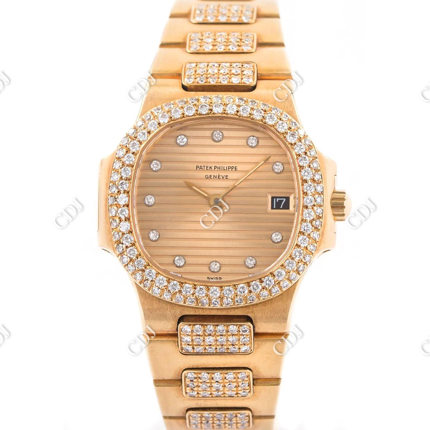 Patek Philippe Moissanite Bust Down ETA Swiss Watch For Women customdiamjewel