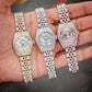 Hip Hop 36mm Two Tone Ladies Rolex Moissanite Watch customdiamjewel